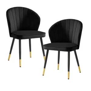 Utförsäljning Matstol Wohnling sammet klädd med metallben, modern loftstil Svart - Möbler