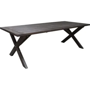 Utomhusmöbelgrupp 220 cm bord & 6 Merida grå stolar Brun - Utemöbler risnedsättning