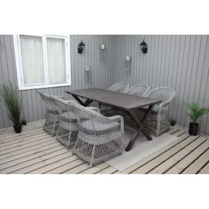 Begränsad tid Utomhusmöbelgrupp 190 cm Bord & 6 Merida grå stolar Brun - Utemöbler