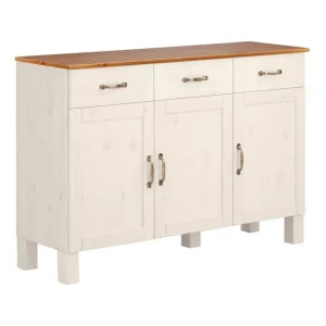 Trygg betalning Sideboard & skänk Loft24 Skänk Alby 125x38x85 cm, Vit/Honung Vit,Natur - Förvaring