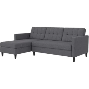 Bäddsoffa Hartford 213x153x82 cm, Grå, Linnetyg Utseende (100% Polyester - Möbler Utförsäljning