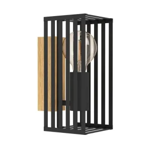 Vägglampa Eglo Cidraz Svart/Trä - Belysning Begränsat erbjudande
